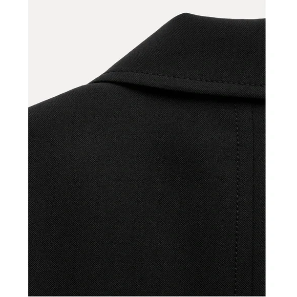 Zara Wool Blend Frock Coat Jacket Lapel collar ZW Collection Black size S NWT - Picture 9 of 16